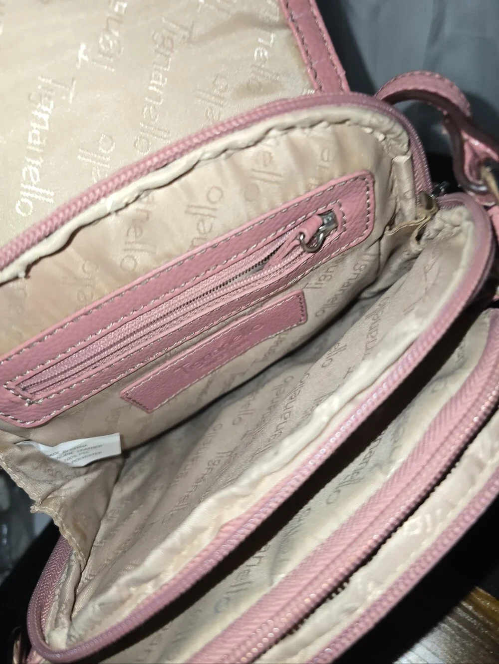 TIGNANELLO RARE GENUINE Pink Leather 3 DIVIDER Crossbody Bag